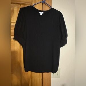 Time and Tru Black Puff Sleeve Blouse